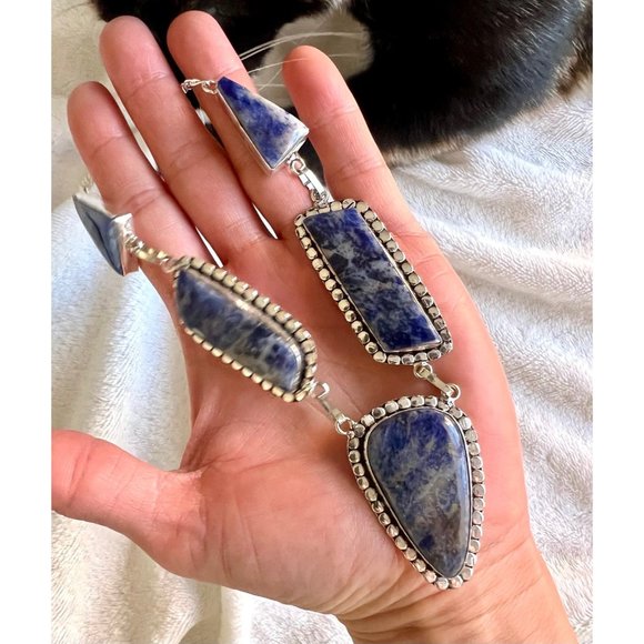 Handmade Jewelry - 925 SPIRITUAL SODALITE 5 Stone Necklace Pendant